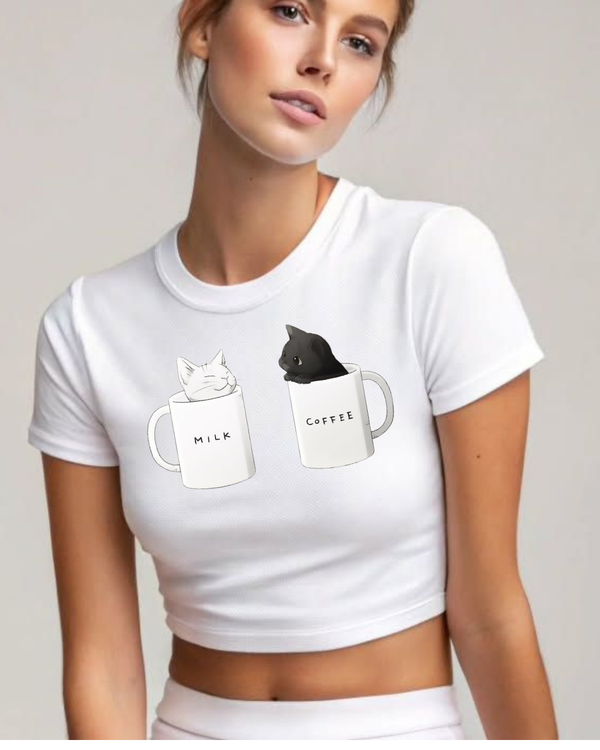 Milk & Coffee- Ripper Round Neck Crop Baby Tee