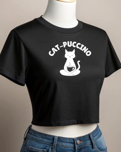Cat-Puccino - Ripper Round Neck Crop Baby Tee